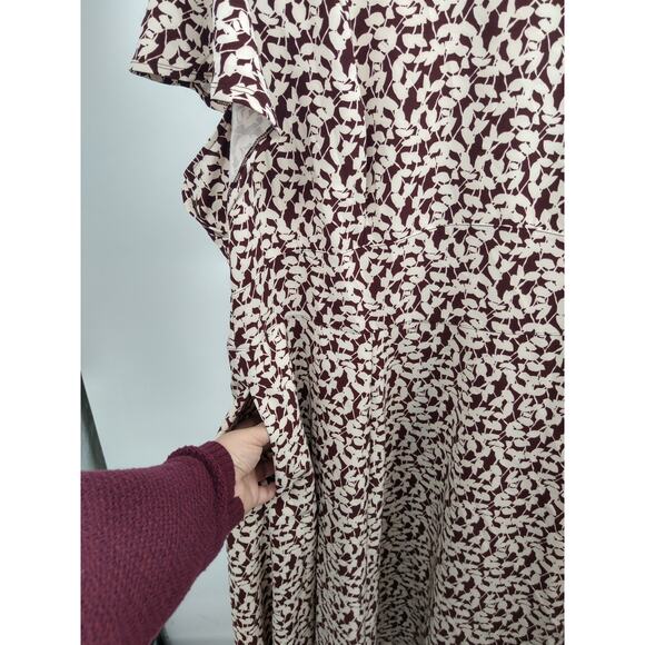 Lane Bryant‎ Lena Dress Plus 20 V-Neck High Low Midi Short Flutter Sleeve Brown - Picture 8 of 12